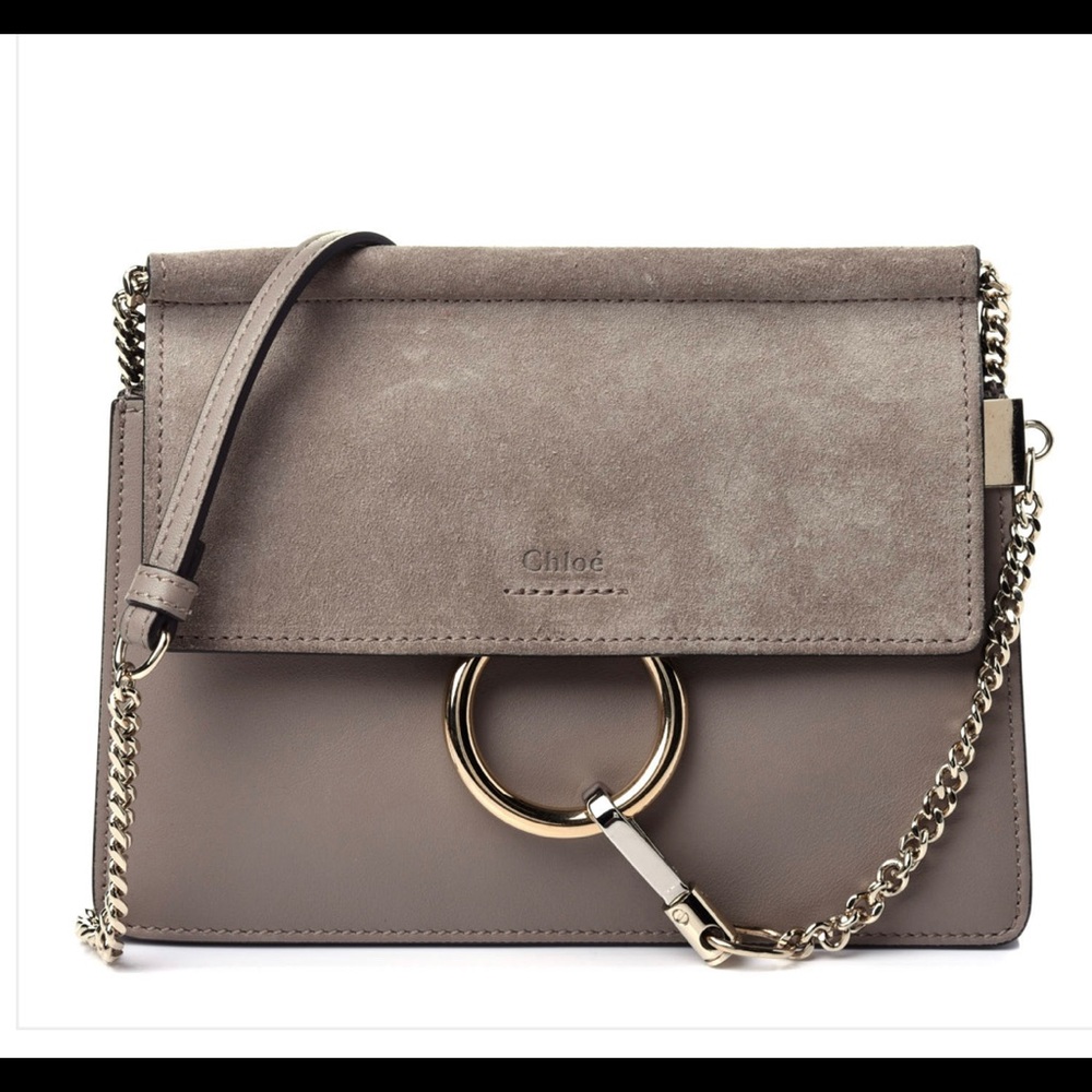CHLOE - Calfskin Suede Mini Chain Faye Shoulder Bag - Picture 1 of 2